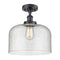 Bell Semi-Flush Mount shown in the Matte Black finish with a Seedy shade