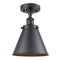 Appalachian Semi-Flush Mount shown in the Matte Black finish with a Matte Black shade