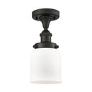 Bell Semi-Flush Mount shown in the Oil Rubbed Bronze finish with a Matte White shade