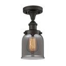 Bell Semi-Flush Mount shown in the Oil Rubbed Bronze finish with a Plated Smoke shade