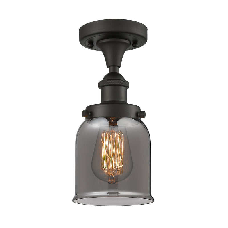 Bell Semi-Flush Mount shown in the Oil Rubbed Bronze finish with a Plated Smoke shade