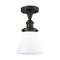 Cone Semi-Flush Mount shown in the Oil Rubbed Bronze finish with a Matte White shade