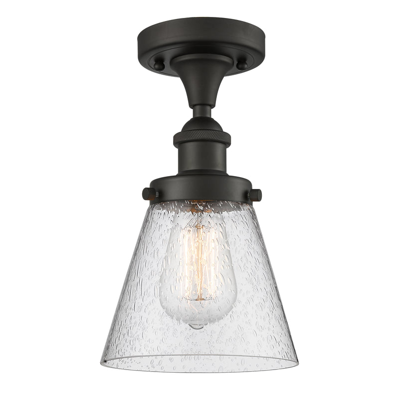 Cone Semi-Flush Mount shown in the Oil Rubbed Bronze finish with a Seedy shade