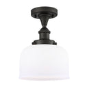 Bell Semi-Flush Mount shown in the Oil Rubbed Bronze finish with a Matte White shade