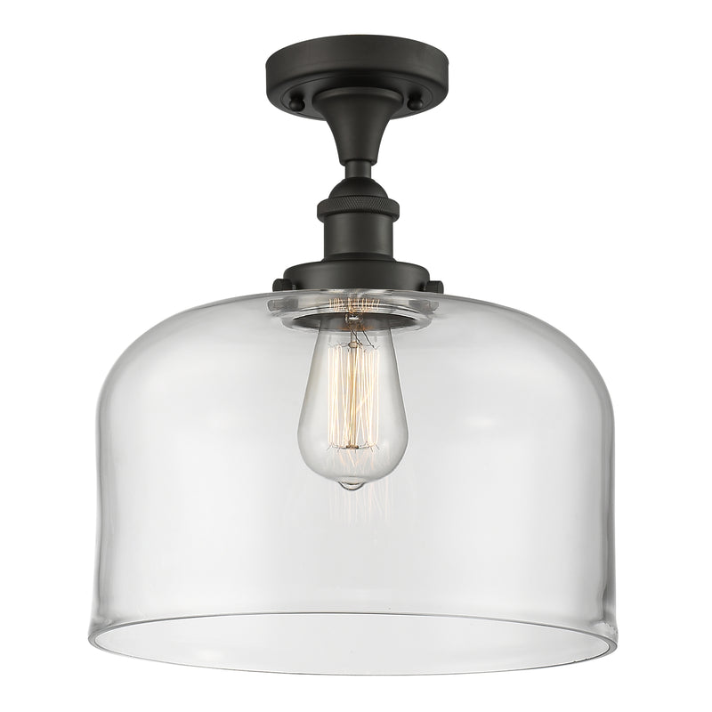 Bell Semi-Flush Mount shown in the Oil Rubbed Bronze finish with a Clear shade