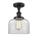 Bell Semi-Flush Mount shown in the Oil Rubbed Bronze finish with a Clear shade