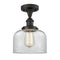 Bell Semi-Flush Mount shown in the Oil Rubbed Bronze finish with a Clear shade