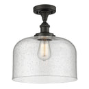 Bell Semi-Flush Mount shown in the Oil Rubbed Bronze finish with a Seedy shade