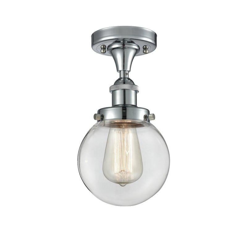 Beacon Semi-Flush Mount shown in the Polished Chrome finish with a Clear shade