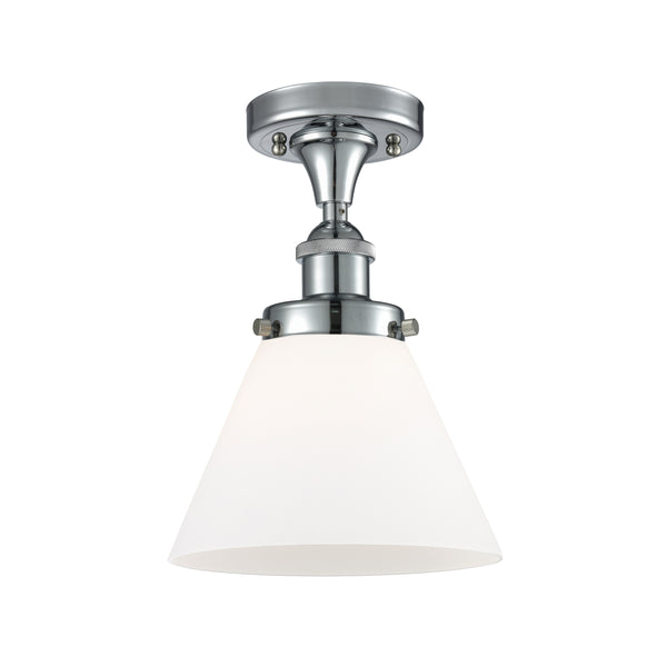 Cone Semi-Flush Mount shown in the Polished Chrome finish with a Matte White shade