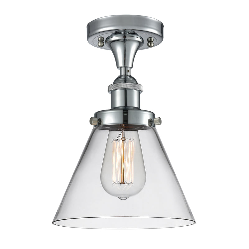 Cone Semi-Flush Mount shown in the Polished Chrome finish with a Clear shade