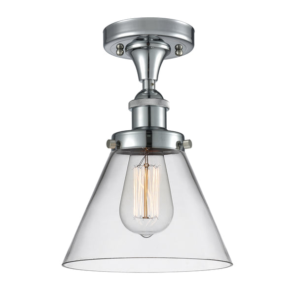 Cone Semi-Flush Mount shown in the Polished Chrome finish with a Clear shade