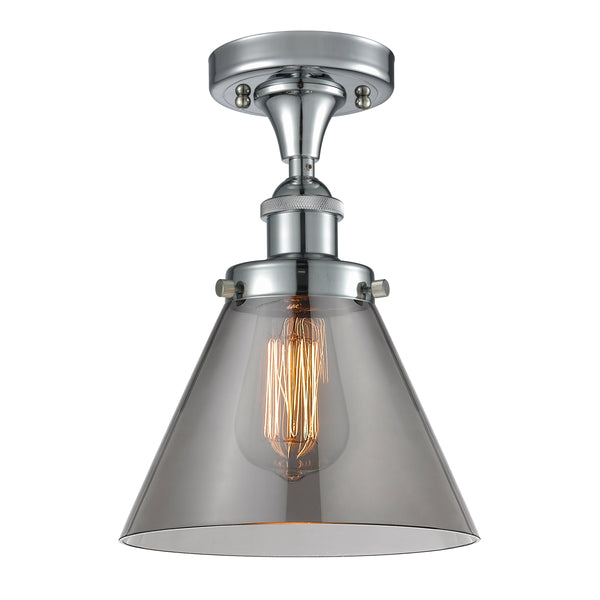Cone Semi-Flush Mount shown in the Polished Chrome finish with a Plated Smoke shade