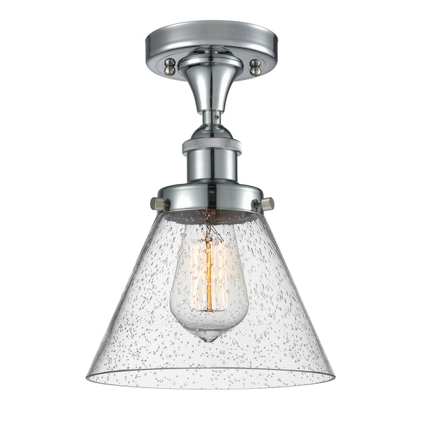 Cone Semi-Flush Mount shown in the Polished Chrome finish with a Seedy shade