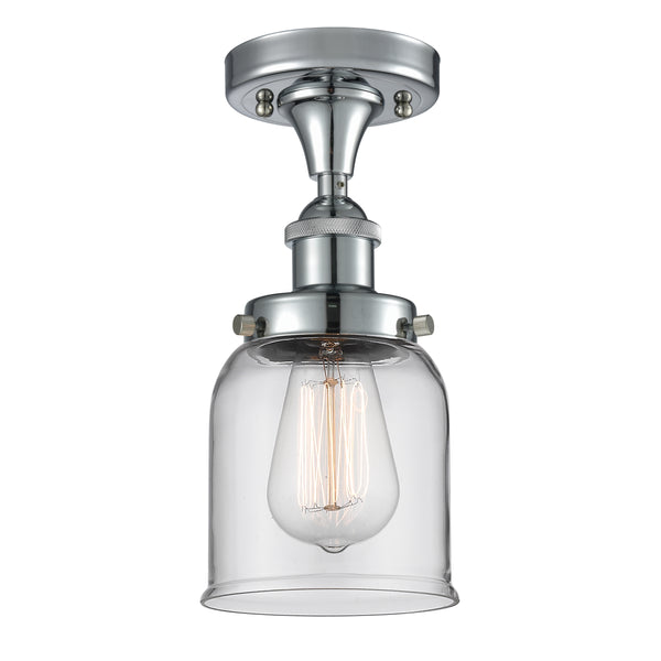 Bell Semi-Flush Mount shown in the Polished Chrome finish with a Clear shade