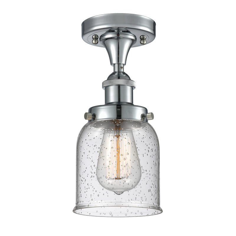 Bell Semi-Flush Mount shown in the Polished Chrome finish with a Seedy shade