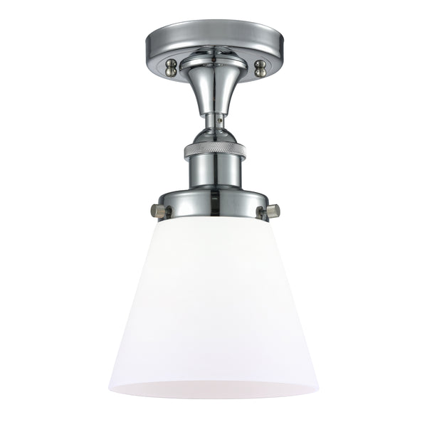 Cone Semi-Flush Mount shown in the Polished Chrome finish with a Matte White shade