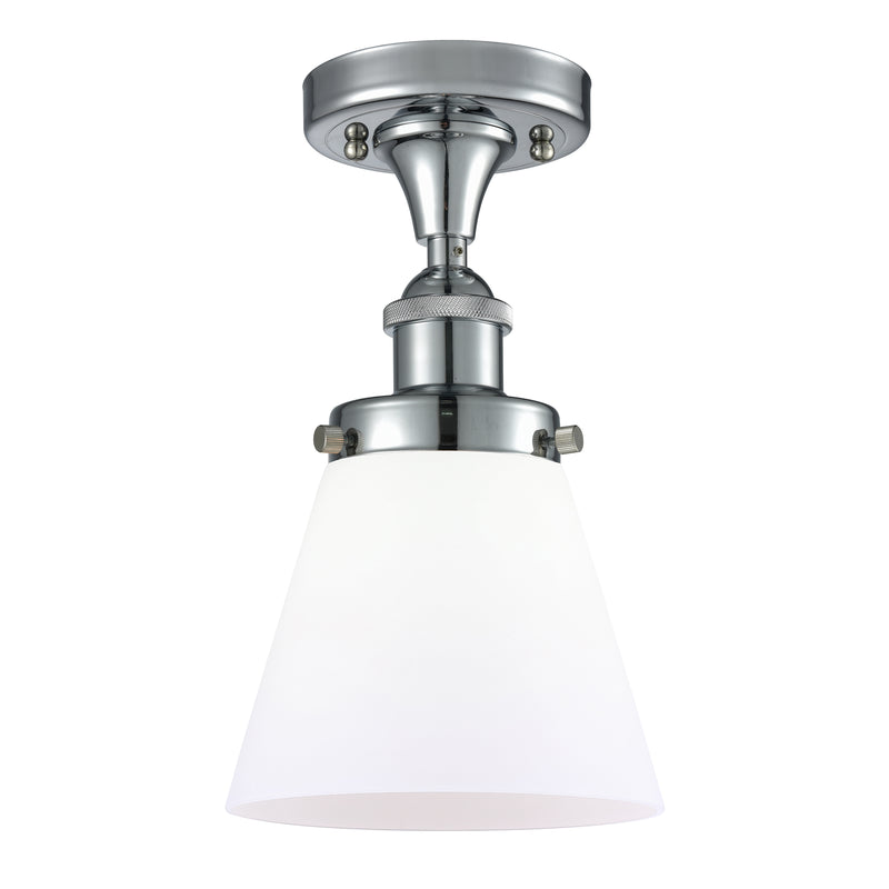 Cone Semi-Flush Mount shown in the Polished Chrome finish with a Matte White shade