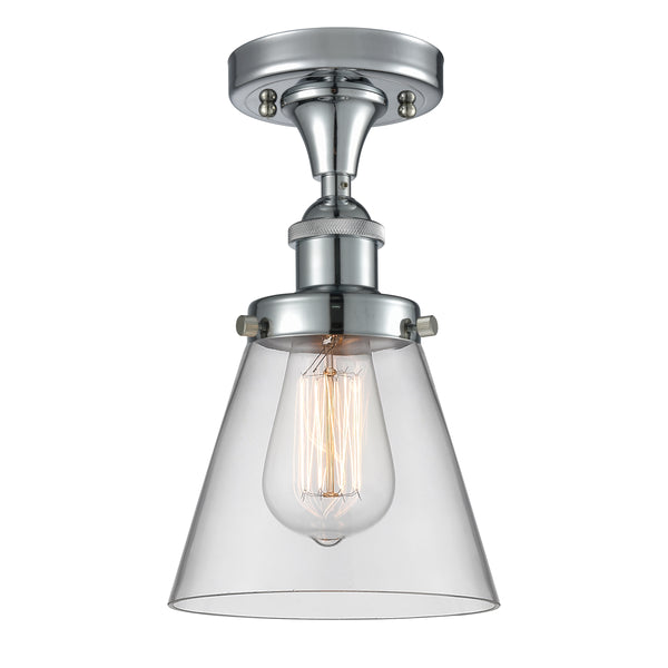 Cone Semi-Flush Mount shown in the Polished Chrome finish with a Clear shade