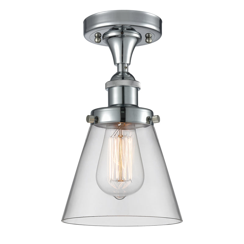 Cone Semi-Flush Mount shown in the Polished Chrome finish with a Clear shade