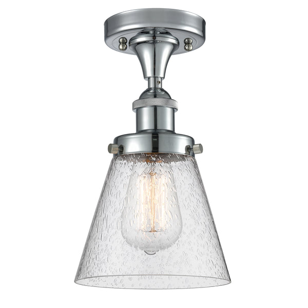 Cone Semi-Flush Mount shown in the Polished Chrome finish with a Seedy shade