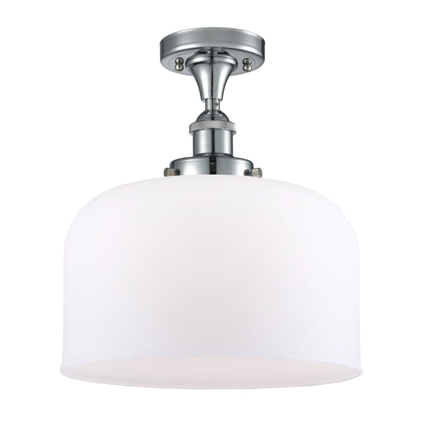 Bell Semi-Flush Mount shown in the Polished Chrome finish with a Matte White shade