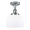 Bell Semi-Flush Mount shown in the Polished Chrome finish with a Matte White shade