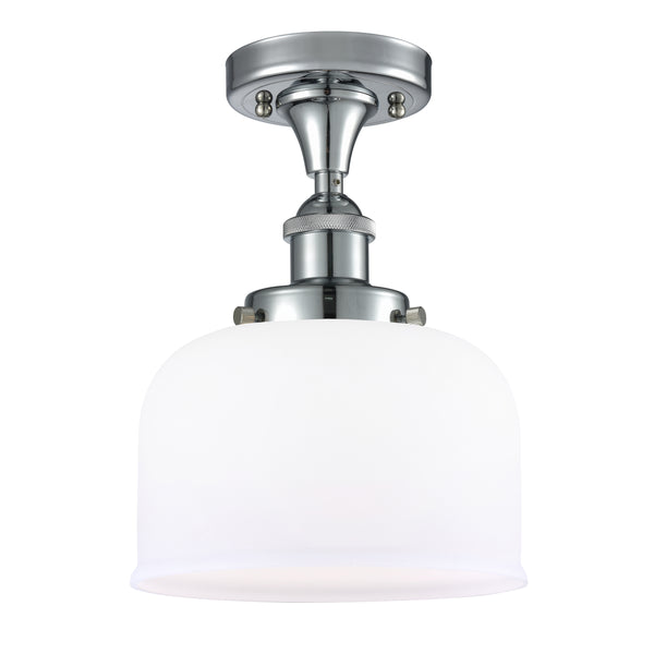 Bell Semi-Flush Mount shown in the Polished Chrome finish with a Matte White shade
