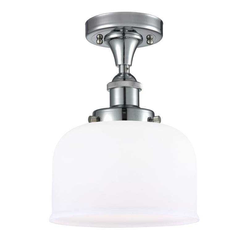 Bell Semi-Flush Mount shown in the Polished Chrome finish with a Matte White shade