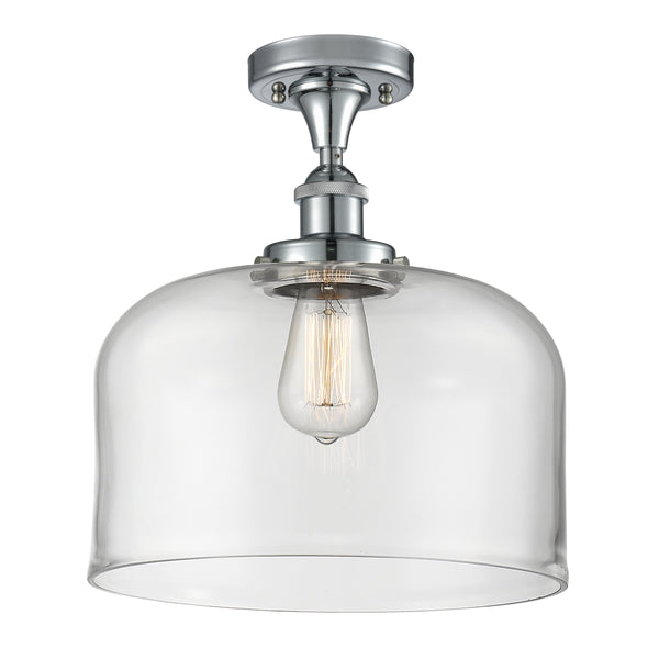 Bell Semi-Flush Mount shown in the Polished Chrome finish with a Clear shade