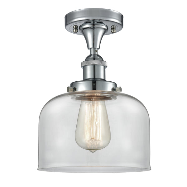 Bell Semi-Flush Mount shown in the Polished Chrome finish with a Clear shade