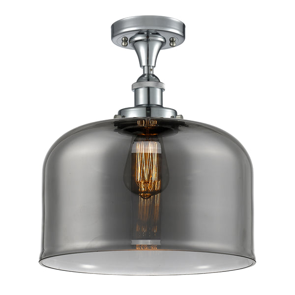 Bell Semi-Flush Mount shown in the Polished Chrome finish with a Plated Smoke shade