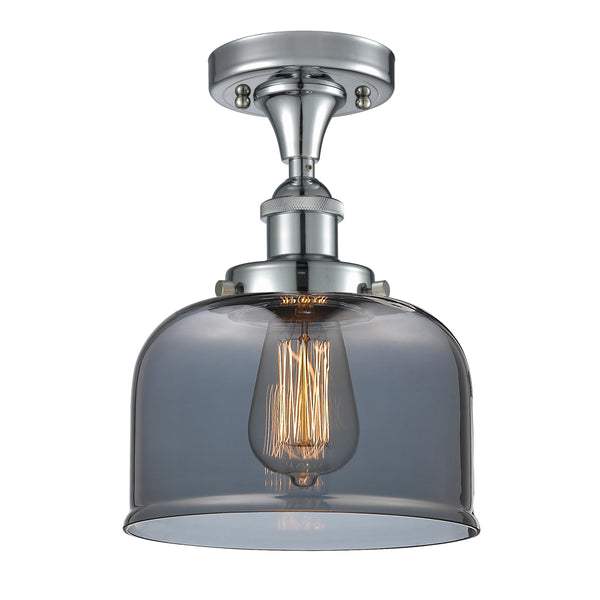 Bell Semi-Flush Mount shown in the Polished Chrome finish with a Plated Smoke shade