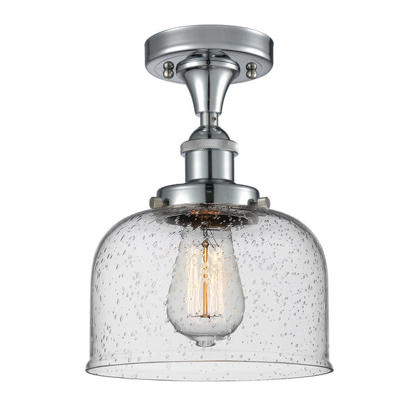 Bell Semi-Flush Mount shown in the Polished Chrome finish with a Seedy shade