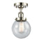 Beacon Semi-Flush Mount shown in the Polished Nickel finish with a Seedy shade