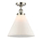 Cone Semi-Flush Mount shown in the Polished Nickel finish with a Matte White shade