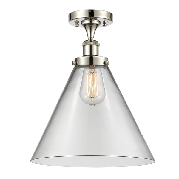 Cone Semi-Flush Mount shown in the Polished Nickel finish with a Clear shade