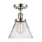 Cone Semi-Flush Mount shown in the Polished Nickel finish with a Clear shade