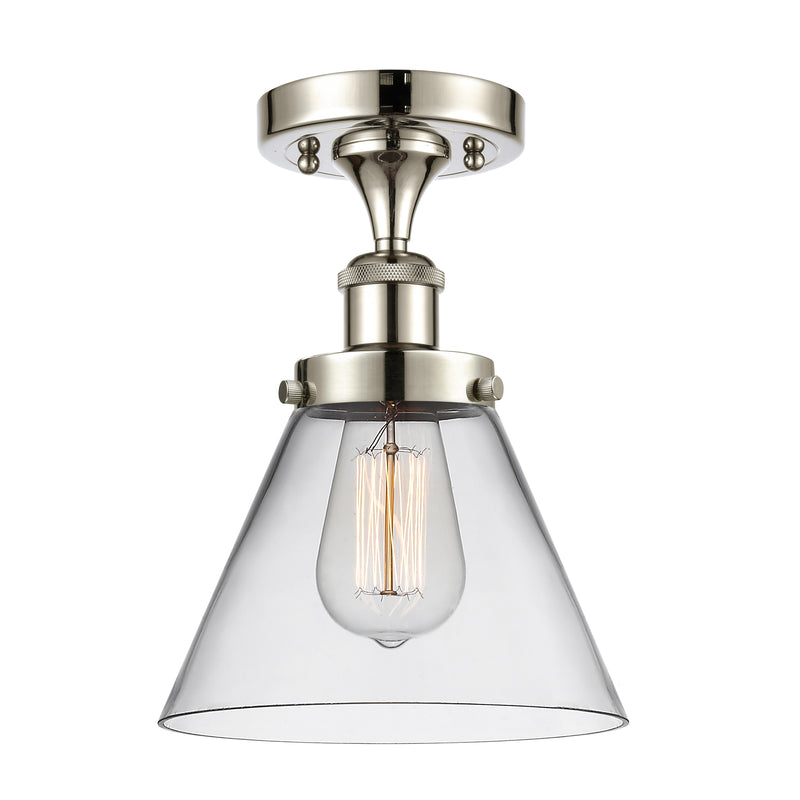 Cone Semi-Flush Mount shown in the Polished Nickel finish with a Clear shade
