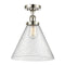 Cone Semi-Flush Mount shown in the Polished Nickel finish with a Seedy shade