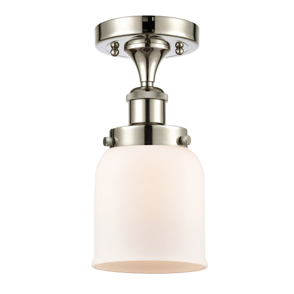 Bell Semi-Flush Mount shown in the Polished Nickel finish with a Matte White shade