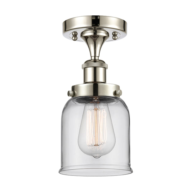 Bell Semi-Flush Mount shown in the Polished Nickel finish with a Clear shade