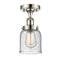 Bell Semi-Flush Mount shown in the Polished Nickel finish with a Seedy shade