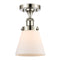 Cone Semi-Flush Mount shown in the Polished Nickel finish with a Matte White shade