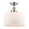 Bell Semi-Flush Mount shown in the Polished Nickel finish with a Matte White shade