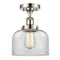 Bell Semi-Flush Mount shown in the Polished Nickel finish with a Clear shade