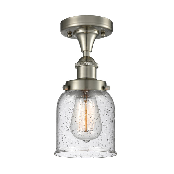 Bell Semi-Flush Mount shown in the Brushed Satin Nickel finish with a Seedy shade