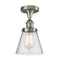 Cone Flush Mount shown in the Brushed Satin Nickel finish with a Seedy shade