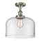 Bell Semi-Flush Mount shown in the Brushed Satin Nickel finish with a Clear shade