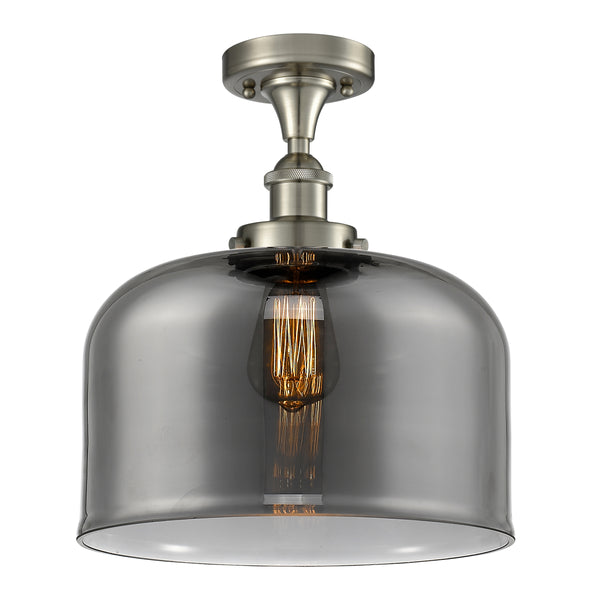 Bell Semi-Flush Mount shown in the Brushed Satin Nickel finish with a Plated Smoke shade